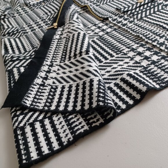 Anne Klein Black White Glen Plaid Knit Coat - Picture 6 of 16